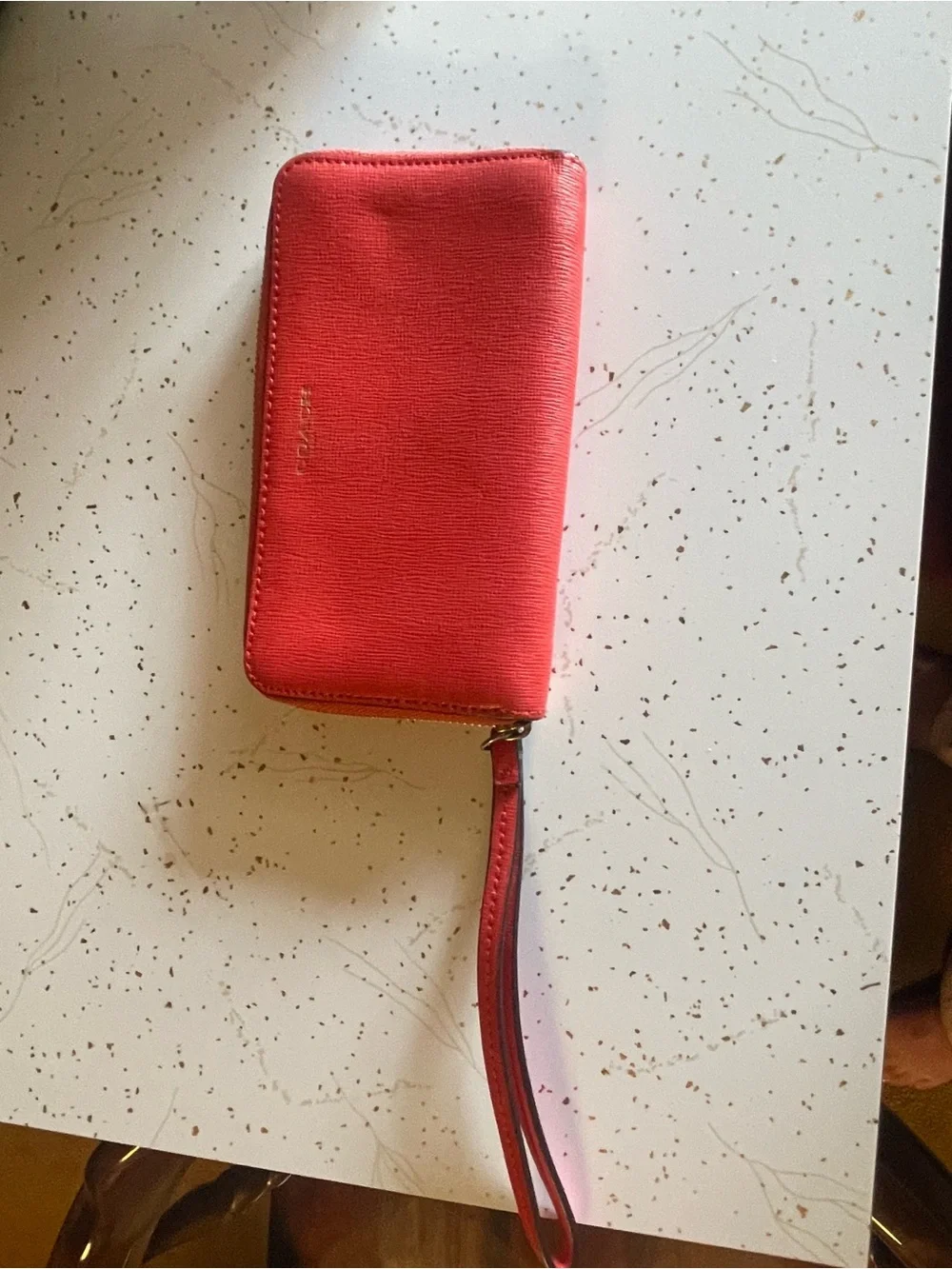 Red Leather Wristlet Phone Wallet - Coach